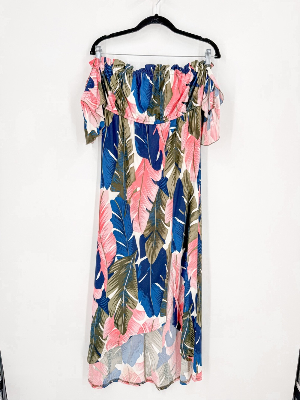 VENUS Tropical Leaf Off Shoulder High Low Maxi Dress Size M